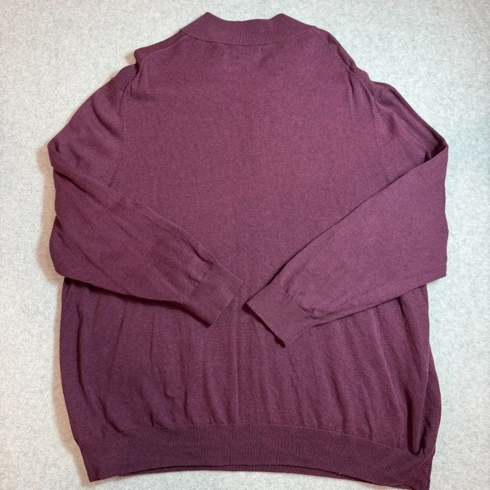 DXL HB Mens 3XL Burgundy Red 1/4 Zip Cotton Knit Pullover Sweater